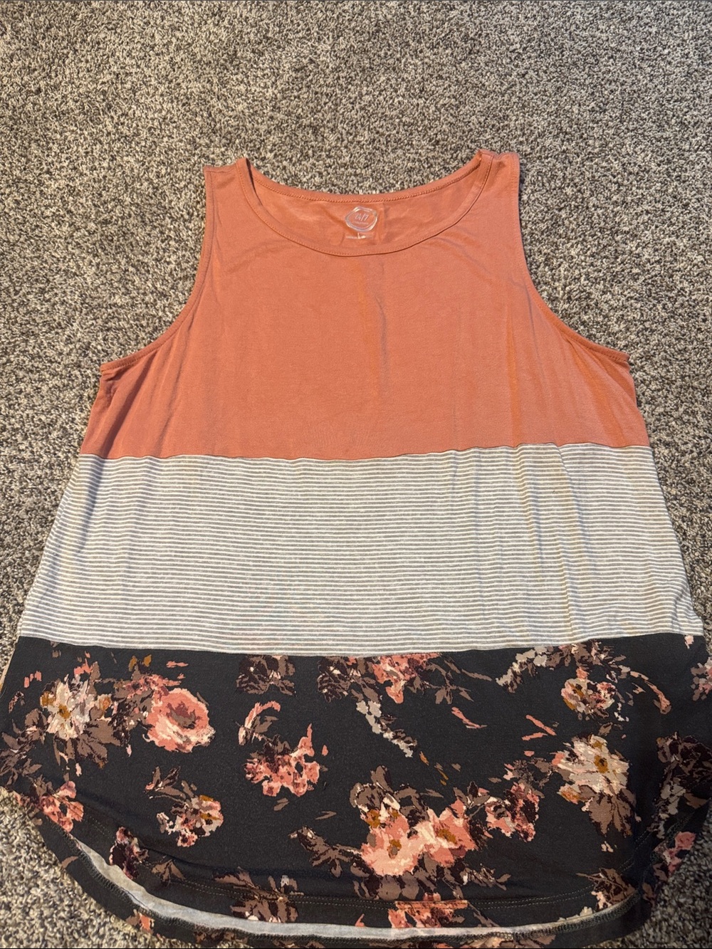 Maurices Rust Pink Striped & Floral Colorblock Tank